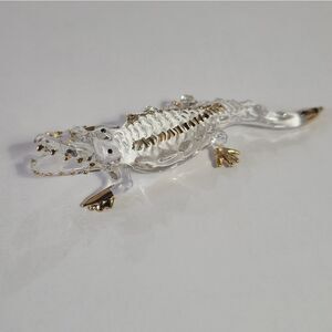 Sansukjai Crocodile Figurine Hand Blown Glass 22k Gold Trim Collectible